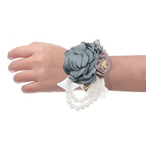 Unique Bargains Decorative Wedding Prom Party Artificial Rose Wrist Corsages 6 Pcs - 1 of 3