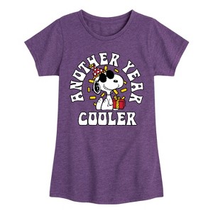 Girls' - Peanuts - Snoopy Birthday Another Year Cooler Fitted Short Sleeve Graphic T-Shirt - 1 of 4