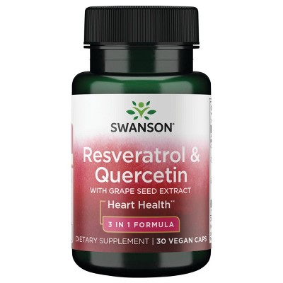 Swanson Resveratrol & Quercetin with Grape Seed Extract - 3 in 1 Formula 30 Veg Capsules.