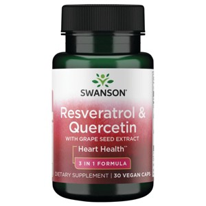 Swanson Resveratrol & Quercetin with Grape Seed Extract - 3 in 1 Formula 30 Veg Capsules. - 1 of 1