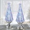 2-Piece 14-inch Lighted Glitter Tree Lantern Table Top Holiday Decor - 2 of 4