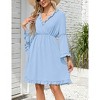 Women's Wrap V-Neck Ruffle Dress Flared Long Sleeve Mini Dress Party Dress - 4 of 4