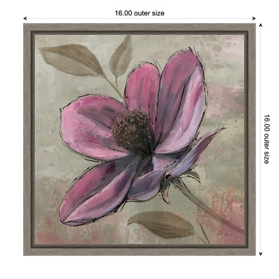 Plum Floral III Purple Canvas Wall Art with Grey Frame