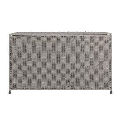Large Gray Woven Paper Rope Storage Chest with Hinged Lid