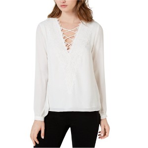 Leyden Womens Lace-Trim Pullover Blouse - 1 of 1