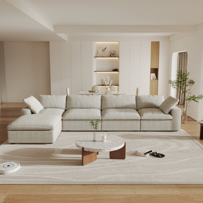 Cloud Modular Sectional Sofa Couch,160.6" L Shaped Convertible Couches with Storage Ottoman for Living Room,Sofa Covers Washable&Replaceable
