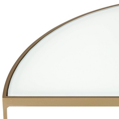 Elegant Gold Metal & White Glass Round Side Table 23"x27"