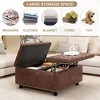 PAGED 32.2" PU Leather Oversized Storage Bench, Mid-Century Square Ottoman with Storage, Tufted Button Storage Ottoman, Work as a Table - 3 of 4