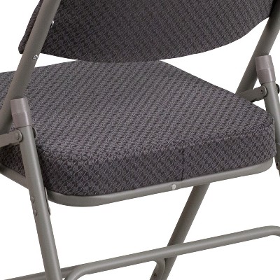 Ultra-Padded Gray Fabric Metal Folding Chair Set