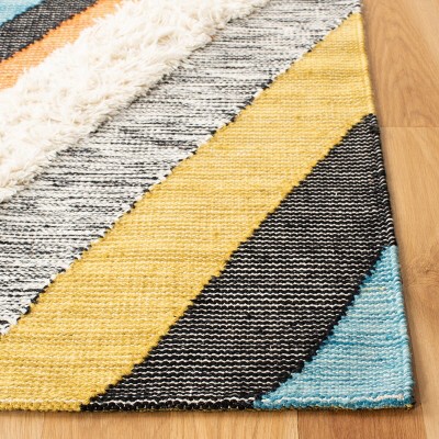 Kenya Hand-Knotted Black and Ivory Wool Area Rug
