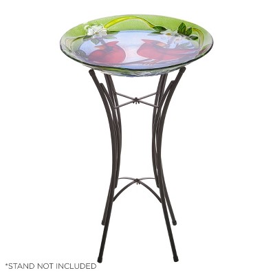18" Multicolor Glass Bird Bath with Stand