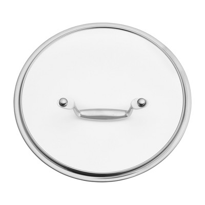 9.5-inch Silver Stainless Steel Ceramic Nonstick Fry Pan with Glass Lid