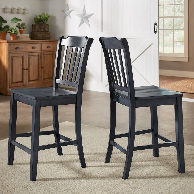 Set of 2 24" South Hill Slat Back Wood Counter Height Chair - Inspire Q, 3 of 10