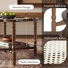 ModernLuxe Petal Coffee Table with White Crackle Pattern Glass, Mid-Century Modern Cocktail Table 2-Tiered Sofa Side Table Rattan Accent Table, Walnut - 3 of 4