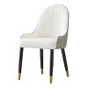 Set of 2 Modern White PU Upholstered Dining Chairs with Curved Back, Stylish Armchairs for Kitchen or Dining Room-Panipeachy - 3 of 4
