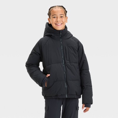 Boys' Solid Puffer Jacket - All In Motion™ Black XS