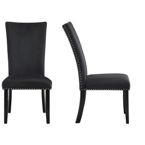 HomeRoots Set of Two Black Upholstered Velvet Dining Side Chairs - 1 of 4