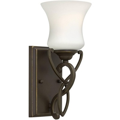 Hinkley Brooke 11 1/2" Traditional Opal Glass Olde Bronze Wall Sconce