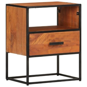 vidaXL Nightstand Storage Bedside Table for Home Bedroom Solid Wood Acacia - 1 of 4