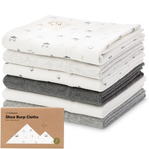 6pk Shea Baby Burp Cloths for Baby Boys and Girls, Organic Burping Cloths for Babies, Newborn - 1 of 4