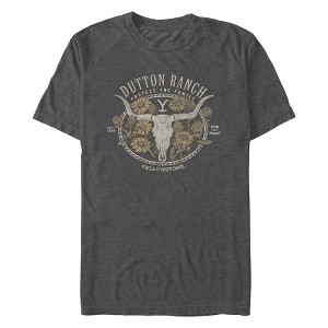 Men's Yellowstone Cow Skull and Flowers Protect The Family T-Shirt - 1 of 3