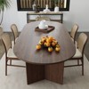 PexFix 67" x 33.5" Solid Wood Farmhouse Dining Table with V-Shaped Legs and Oval Wood Top for Modern Dining Rooms & Family Gatherings Walnut - 4 of 4