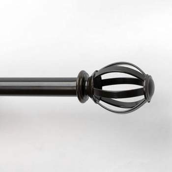 28"-48" Decorative Drapery Single Rod Set with Cage Ball Finials Oil Rubbed Bronze - Lumi Home Furnishings