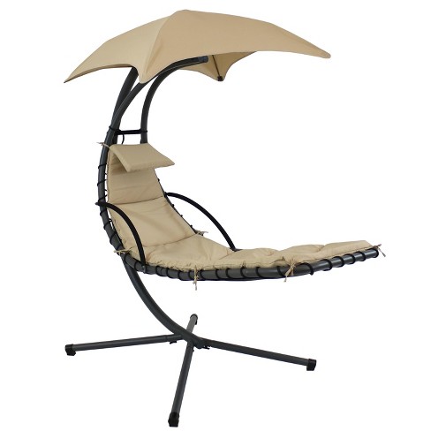 Sunnydaze Outdoor Hanging Chaise Floating Lounge Chair With Canopy