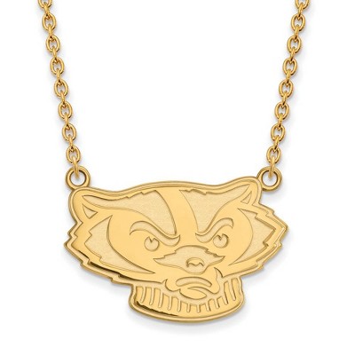 Black Bow Jewelry 10k Yellow Gold Wisconsin Badgers NCAA Necklace 18 Inch
