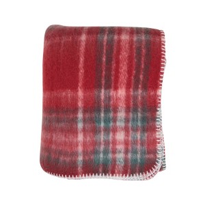 Saro Lifestyle Faux Mohair Plaid Throw, 50"x60", Red - 1 of 3