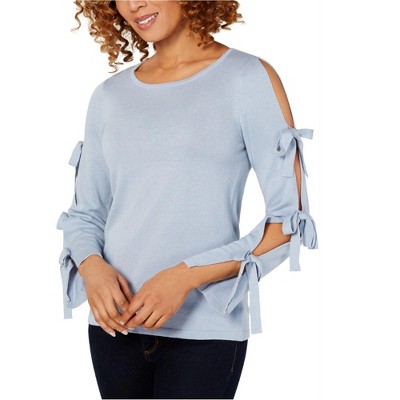 CeCe Womens Split Bow Sleeve Pullover Sweater