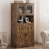 Bathroom Storage Cabinet, Freestanding Floor Linen Storage Cabinet with Doors and Shelves - 3 of 4