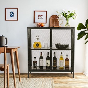 LOVMOR Sideboard Buffet Kitchen Storage Cabinet with Mesh Doors and Shelves - 1 of 4