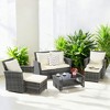 Mshliw 6-Piece Wicker Patio Furniture Set with Ottoman & Tempered Glass Coffee Table – Rattan & Cushions for Outdoor Garden, Patio, or Balcony - 2 of 4