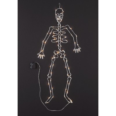 Lakeside Lighted Hanging Skeleton Decoration with Bendable Joints and Timer Function