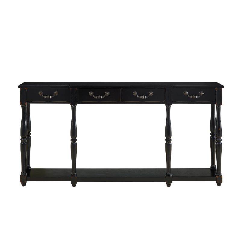 72&#34; Spencer Traditional Wood Console &#38; Buffet Table 4 Drawers Distressed Black - Powell, 2 of 9