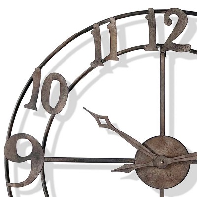 Rustic Pewter 34" Round Metal Wall Clock