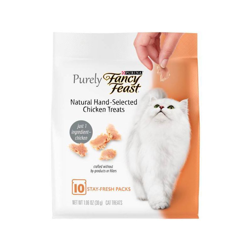 Purina Fancy Feast Purely Hand-Selected Chicken Meaty Cat Treats - 1.06oz/10ct Pack, 1 of 8