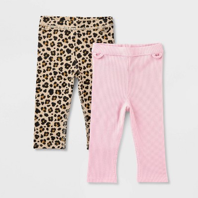Toddler Girls' Adaptive 2pk Capri Leggings - Cat & Jack™ Brown/Light Pink