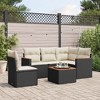 vidaXL 6 Piece Patio Sofa Set with Cushions Black Poly Rattan - Black and Cream With Table - 2 of 4