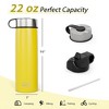 Costway 22 oz Double Wall Insulated Water Bottle Stainless Steel w/ 2 Lids & Straw - 4 of 4