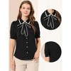 Allegra K Women's Peter Pan Collar Bow Tie Neck Work Office Button Down Shirt - 2 of 4