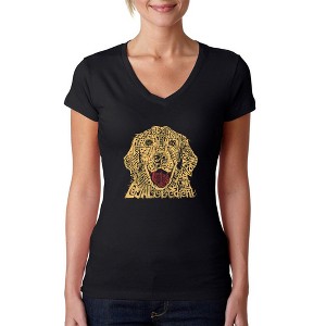 LA Pop Art Women's Word Art V-Neck T-Shirt - Dog - 1 of 4