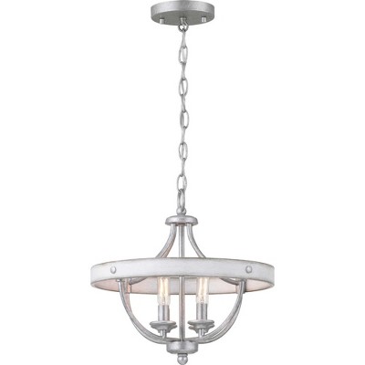 Graphite and Wood Grain 4-Light Semi-Flush Ceiling Fixture