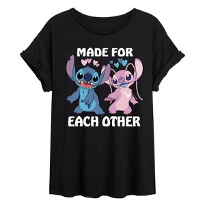 Women's - Lilo and Stitch - Made For Each Other Oversized Graphic T-Shirt - 1 of 4