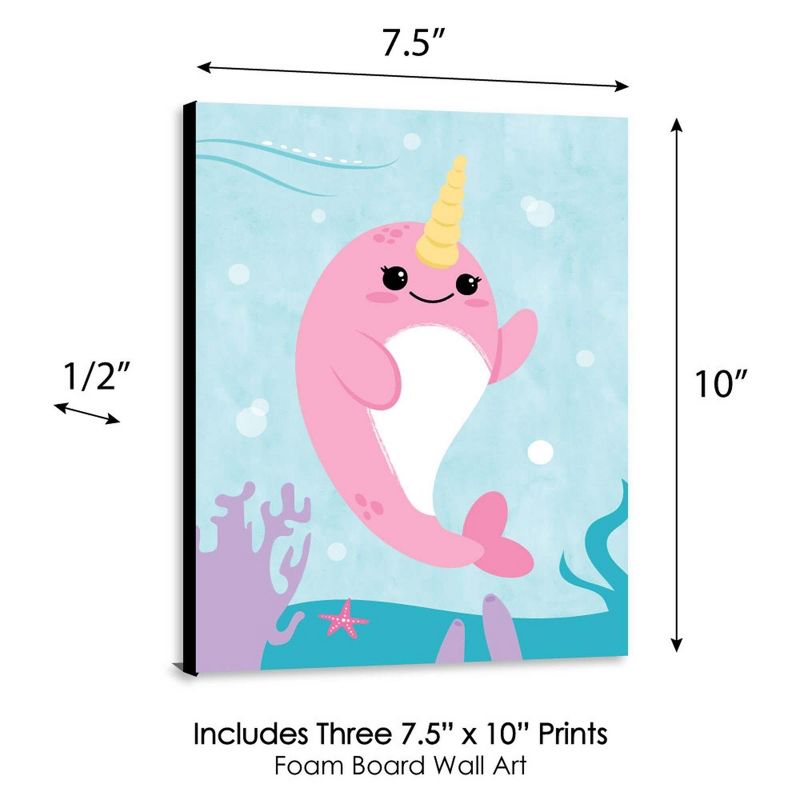 Big Dot of Happiness Narwhal Girl - Under the Sea Nursery Wall Art and Kids Room Decorations - Gift Ideas - 7.5 x 10 inches - Set of 3 Prints, 5 of 8
