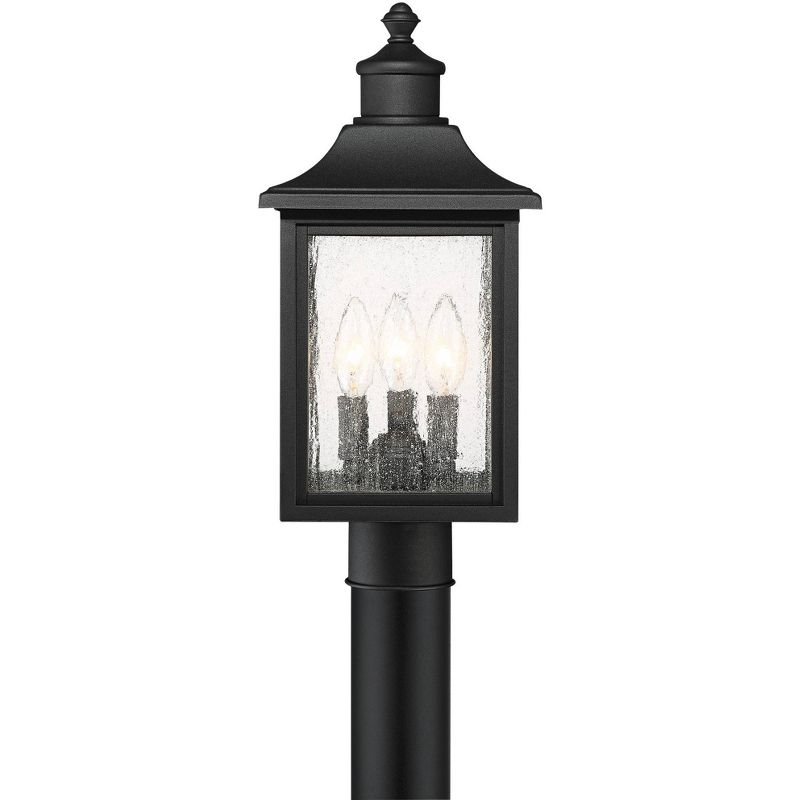 John Timberland Moray Bay Rustic Mission Outdoor Post Light Black 17" Clear Seedy Glass for Exterior Barn Deck House Porch Yard Patio Home Outside, 5 of 7