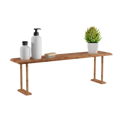 Medium Brown Bamboo Rectangular Sink Shelf Organizer