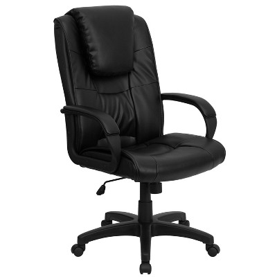 Flash Furniture High Back Black LeatherSoft Executive Swivel Office Chair with Oversized Headrest and Arms