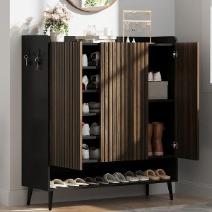 Coolmee Large Shoe Cabinet with 3 Doors, 6-Tier Entryway Shoe Storage with Adjustable Shelves, Freestanding Shoes Rack for Hallway, Living Room - 1 of 4